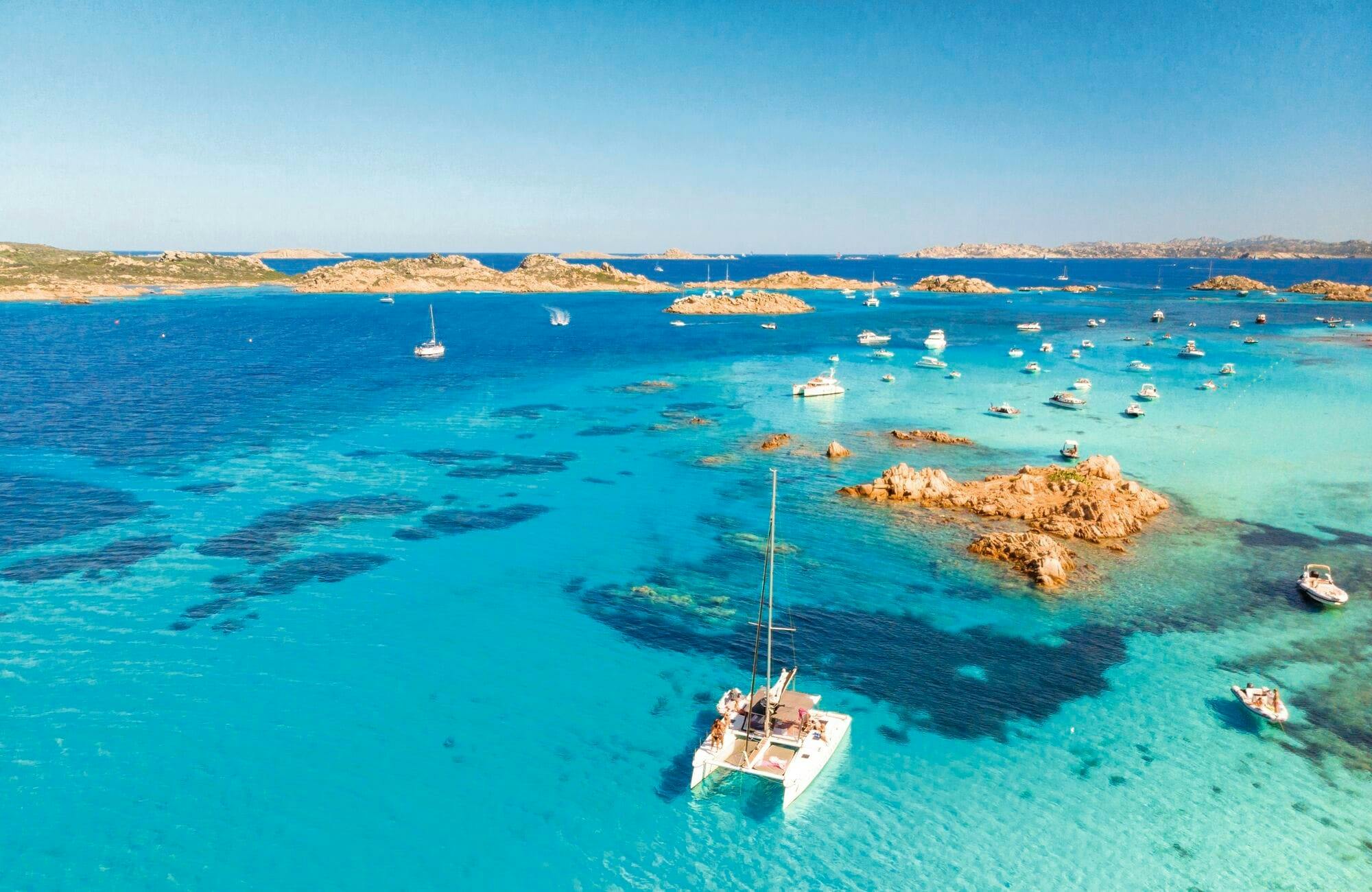 Costa Smeralda catamaran cruise with swim stops and lunch