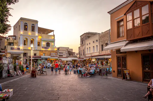 Rhodes Town by night transfer
