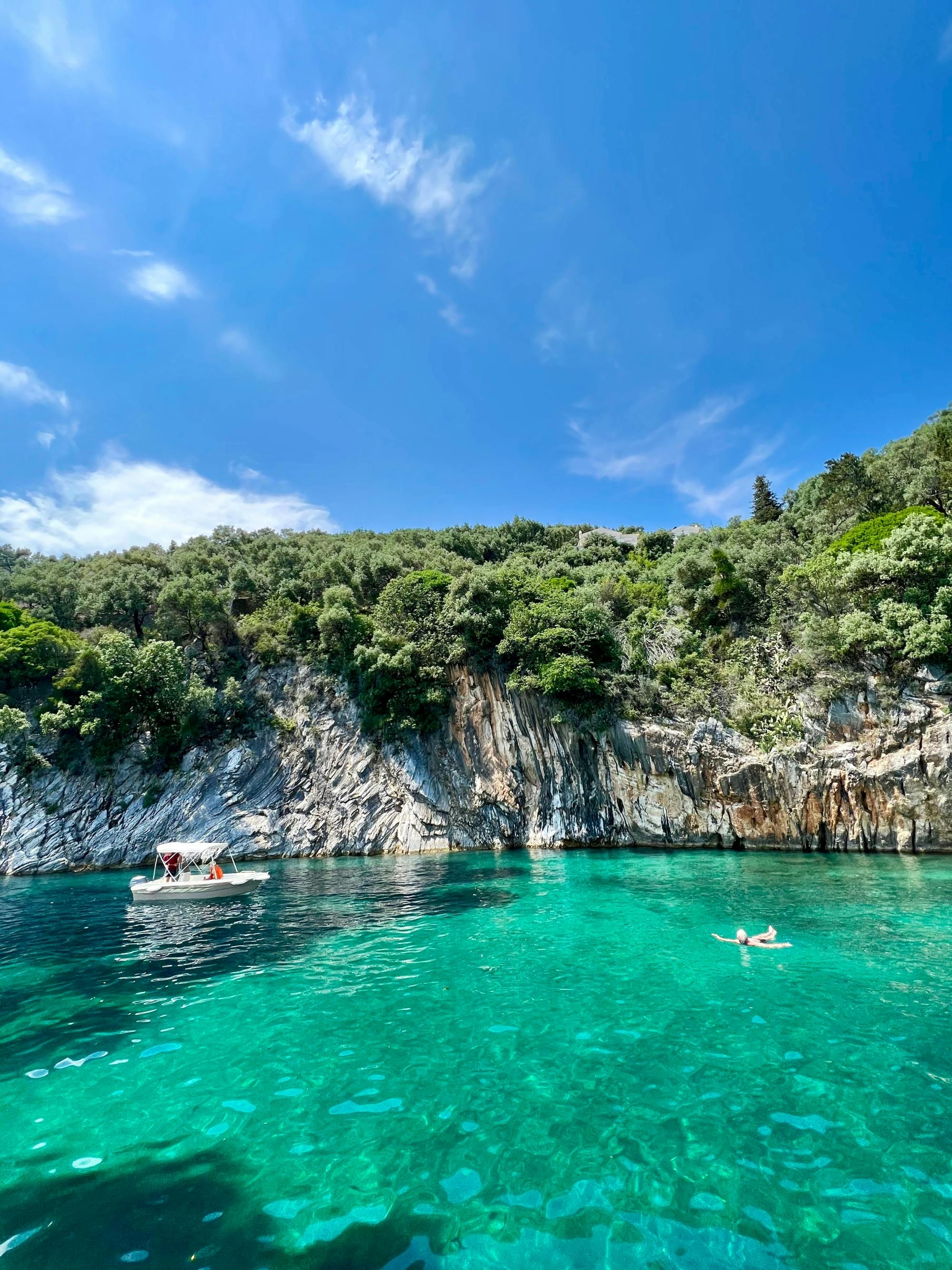 Corfu Blue Caves cruise with swim stops, lunch and optional transfers
