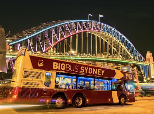 Sydney night open-top double-decker bus tour with guide
