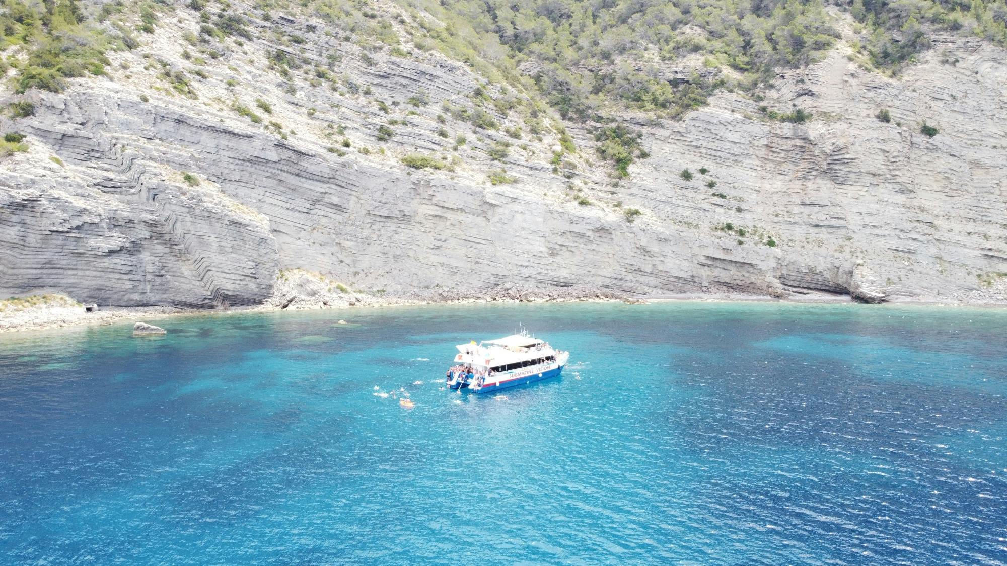 Glass-bottom boat cruise on Ibiza’s west coast