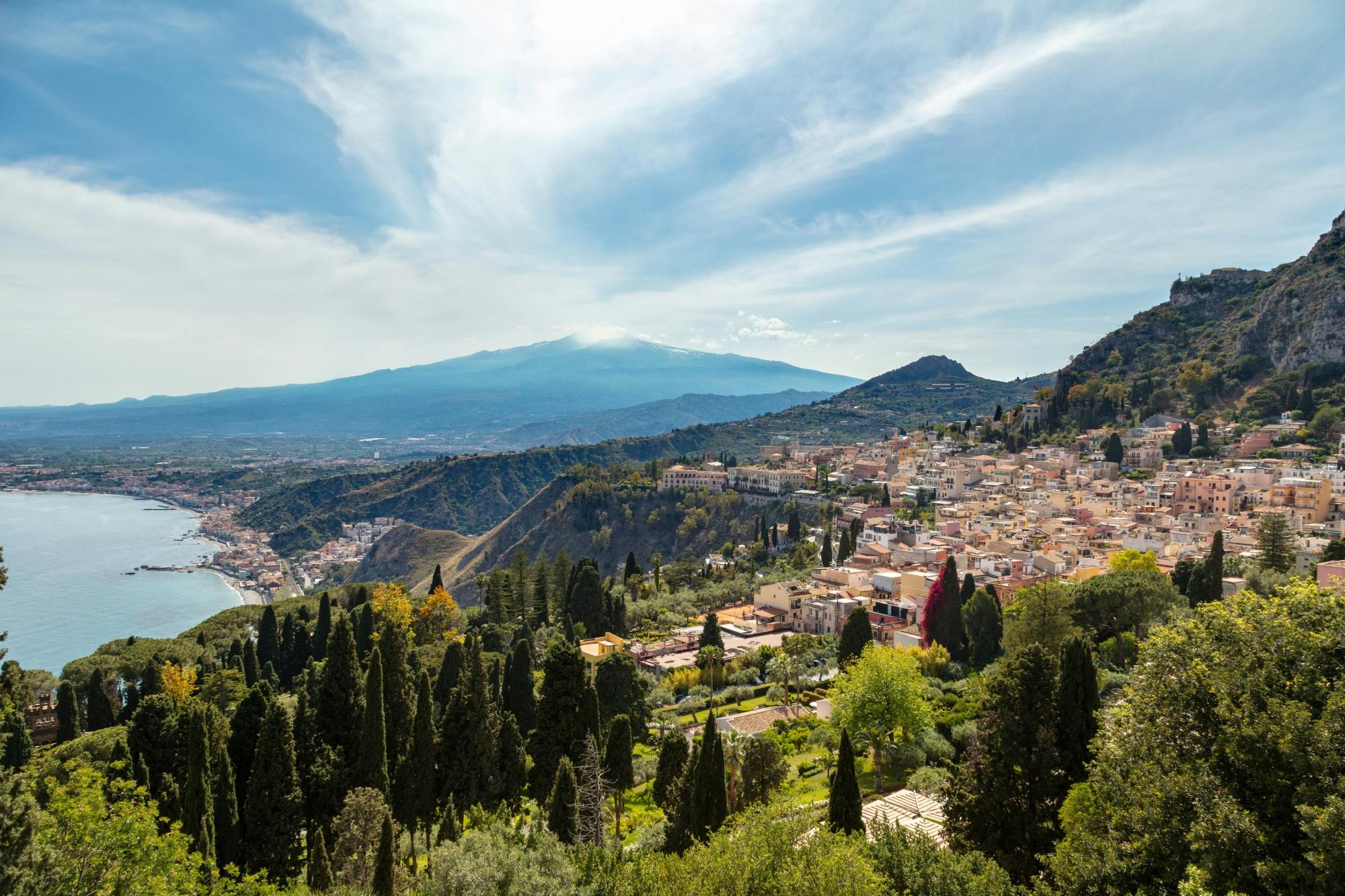 Taormina and Mount Etna from Cefalù