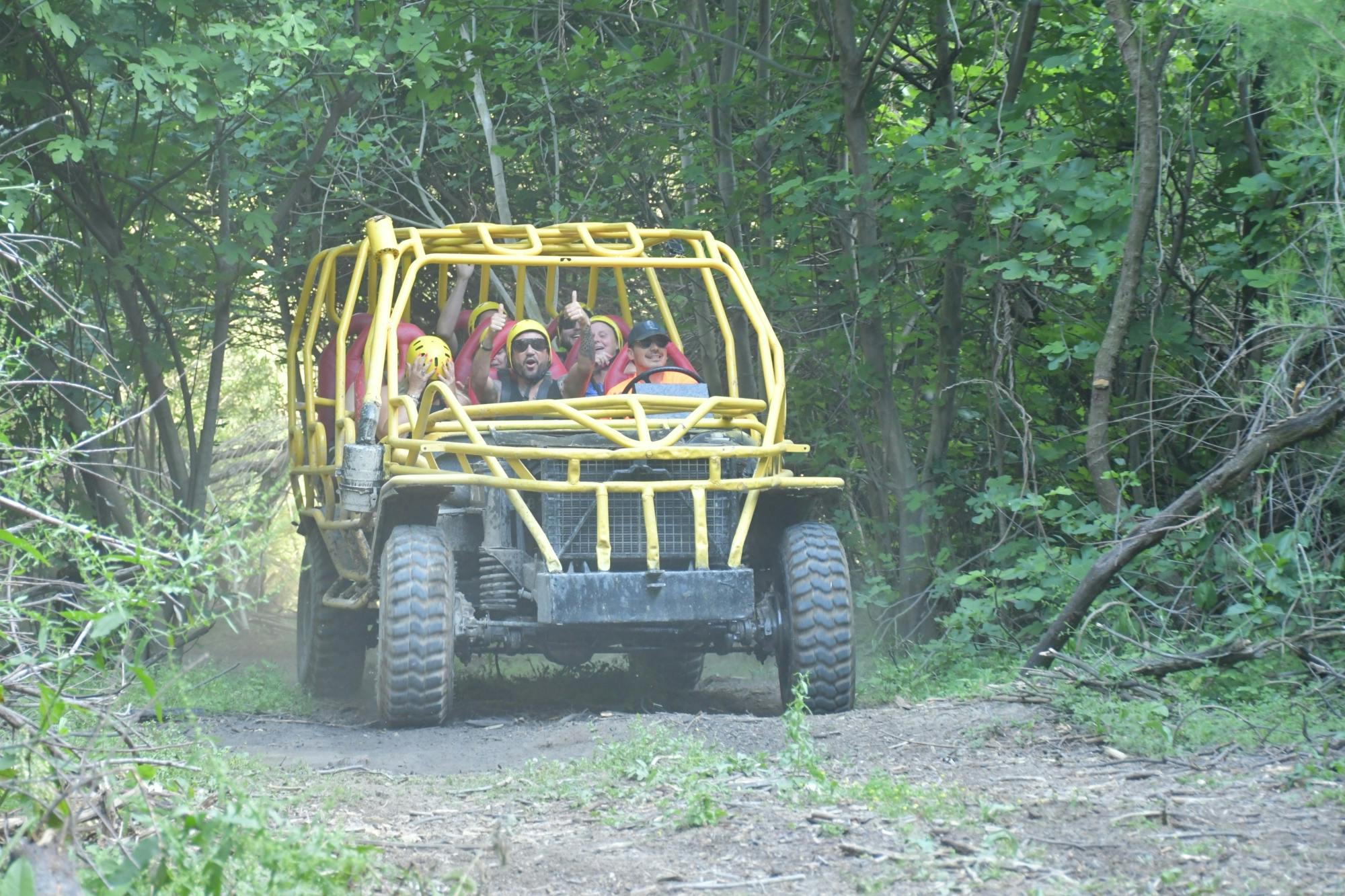 Monster buggy and truck, jet boat and zip-line tour with boat cruise and lunch