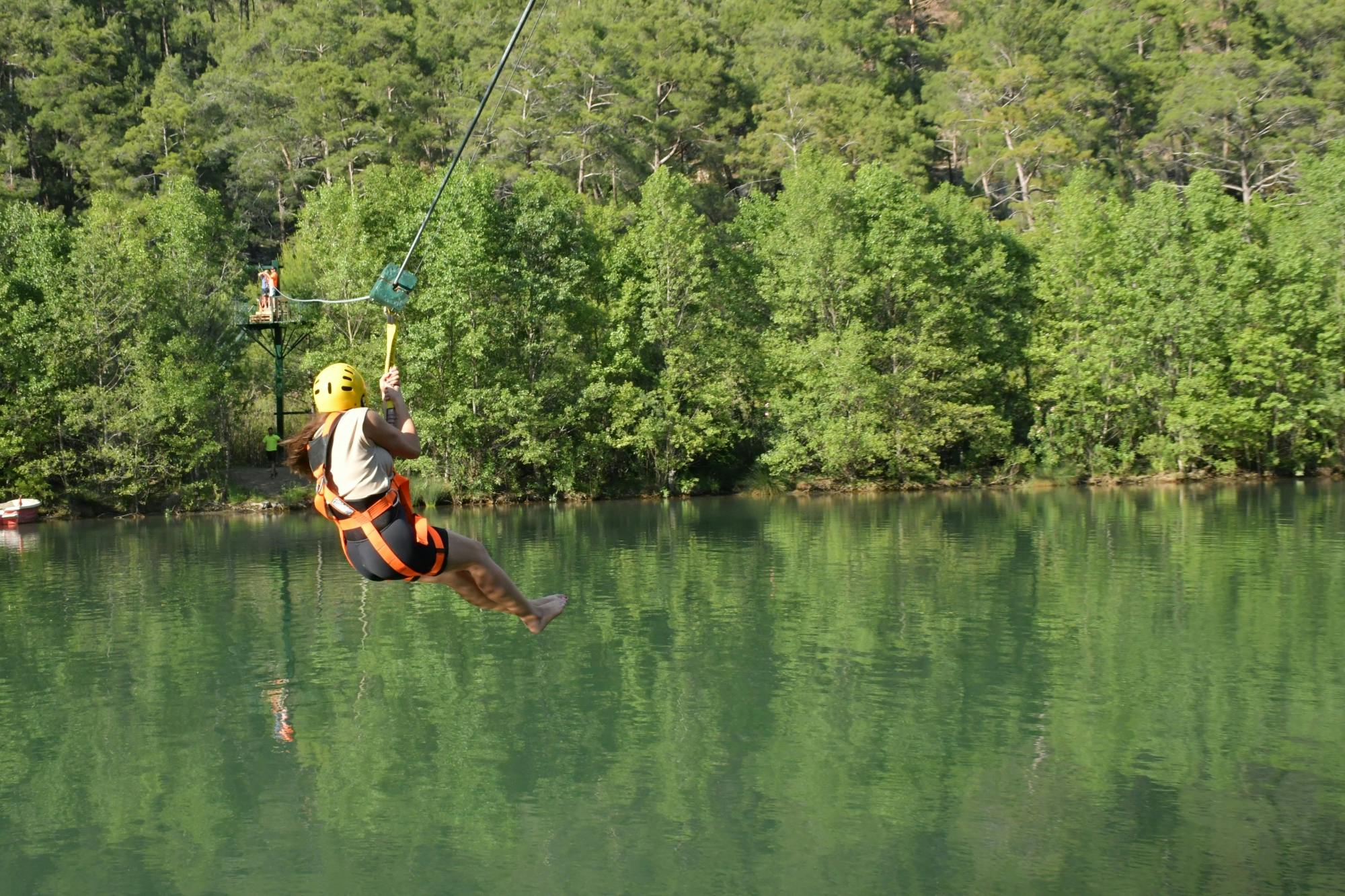Monster buggy and truck, jet boat and zip-line tour with boat cruise and lunch