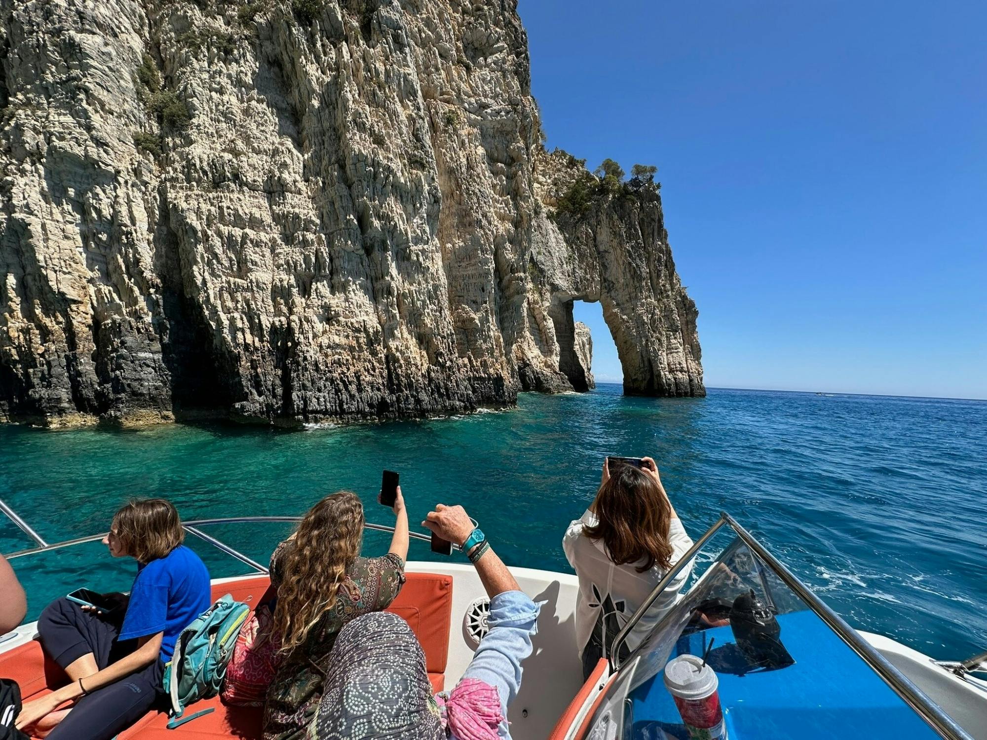 Glass-bottom boat tour of southern Zante’s highlights with optional transfer