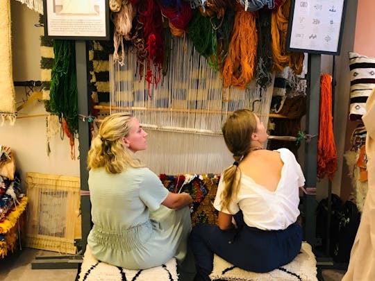 Traditional Moroccan carpet weaving local workshop