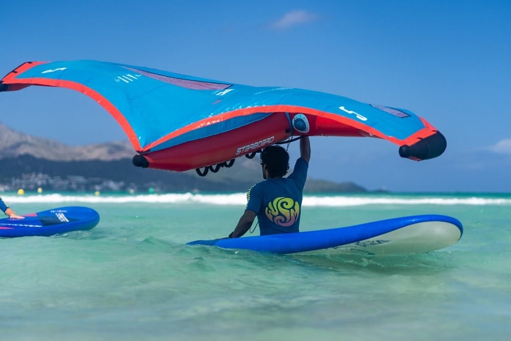 Beginner wingsurfing session in Majorca with Watersports Mallorca