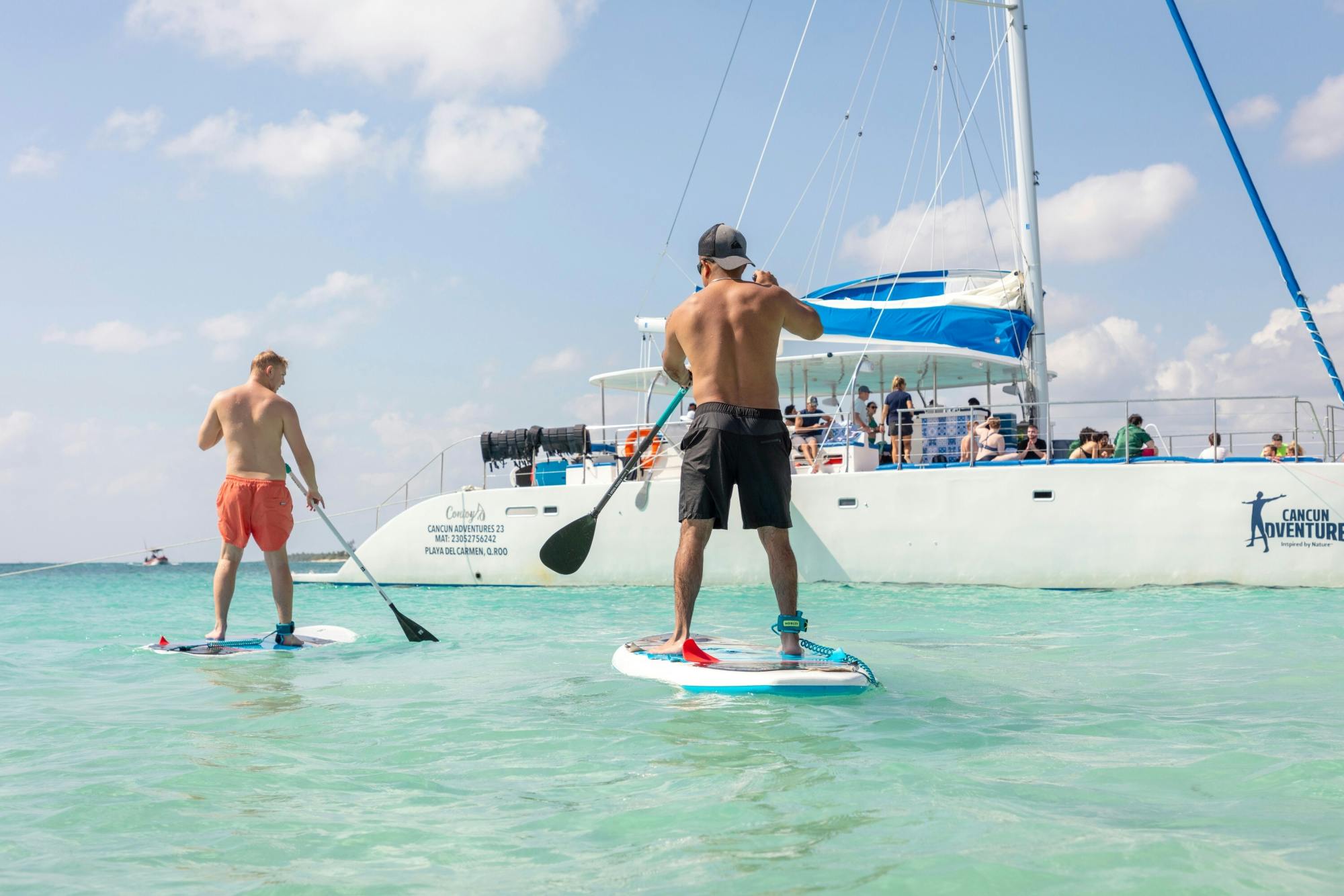 Full-day adults-only Riviera Maya boat trip with open bar and lunch