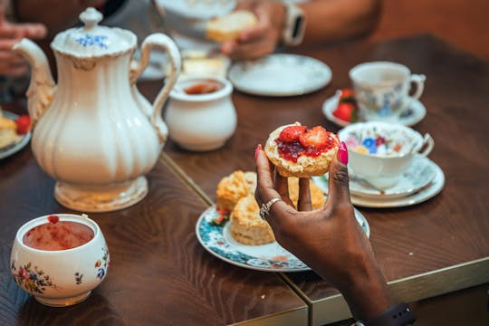 Traditional English scone-making workshop in London with tea