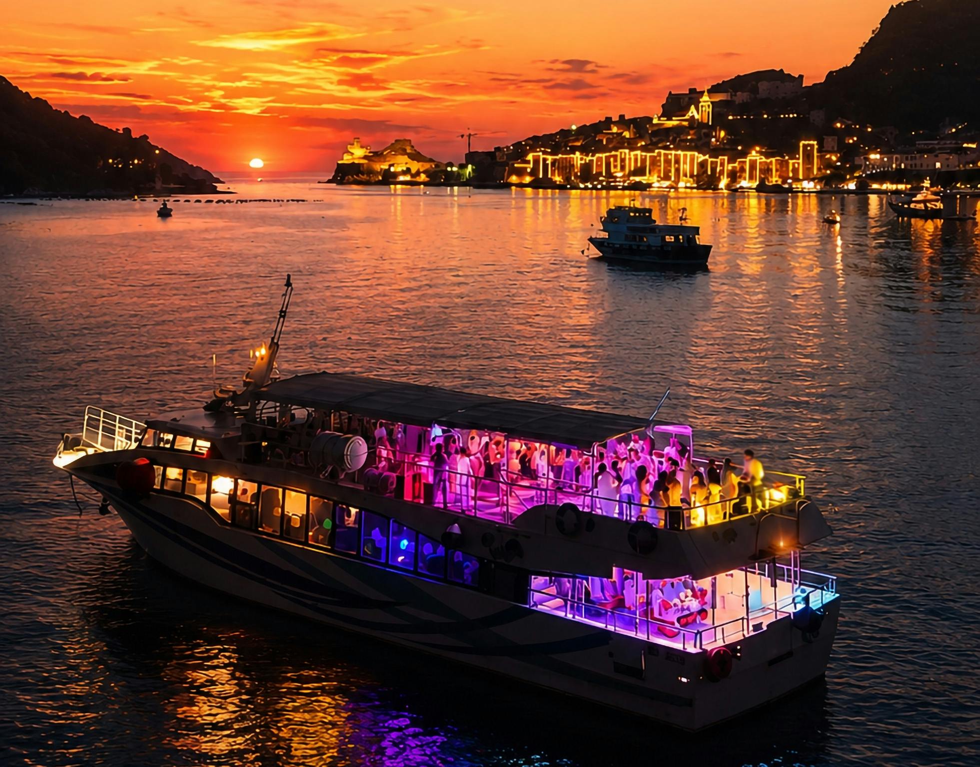 Sonnenuntergangs-Bootsfahrt nach Portovenere und Palmaria mit Aperitivo