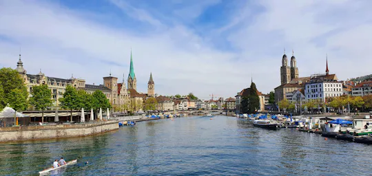 Zurich city exploration game with old town and river walk