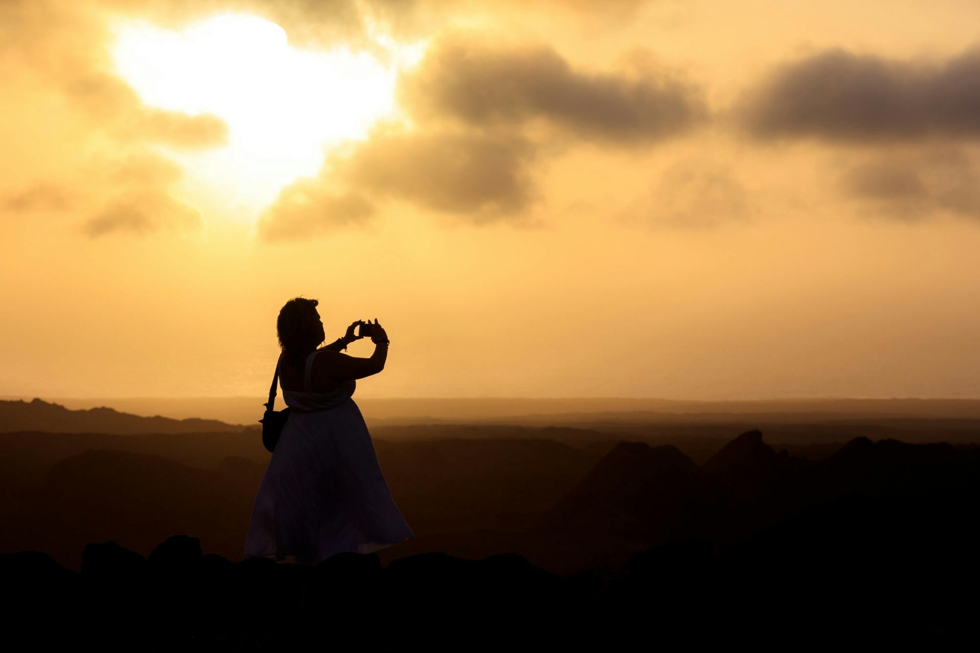Solar eclipse at sunset in Lanzarote