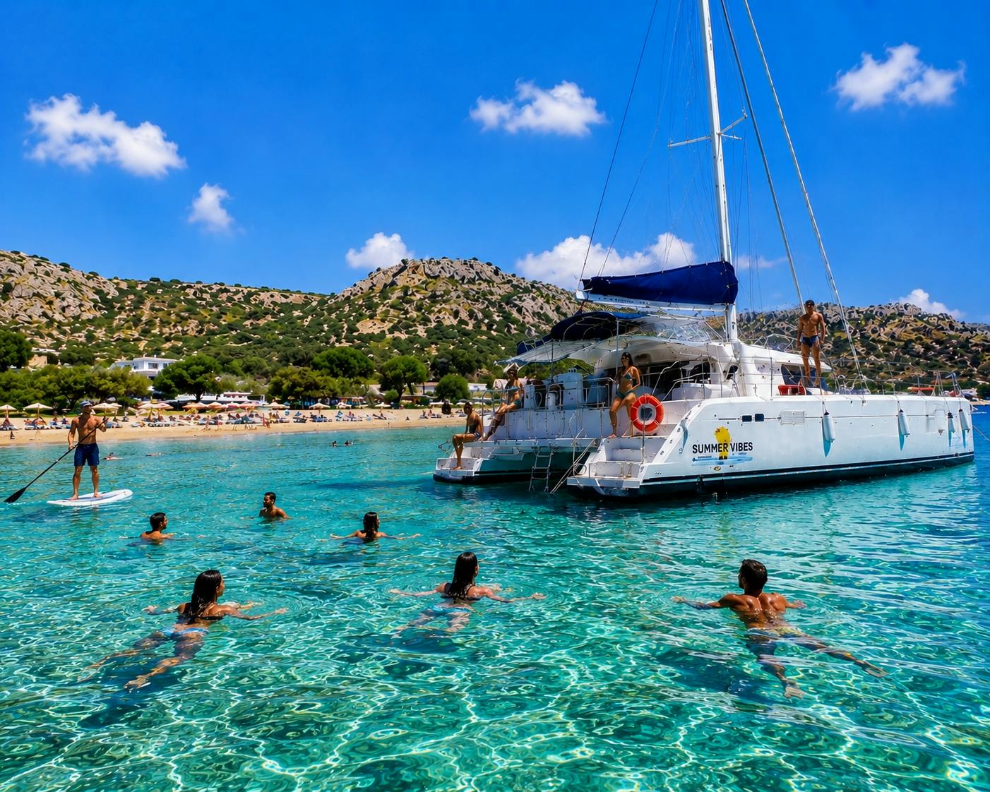 Katamaranfahrt ab dem Hafen von Kolymbia inklusive Getränken