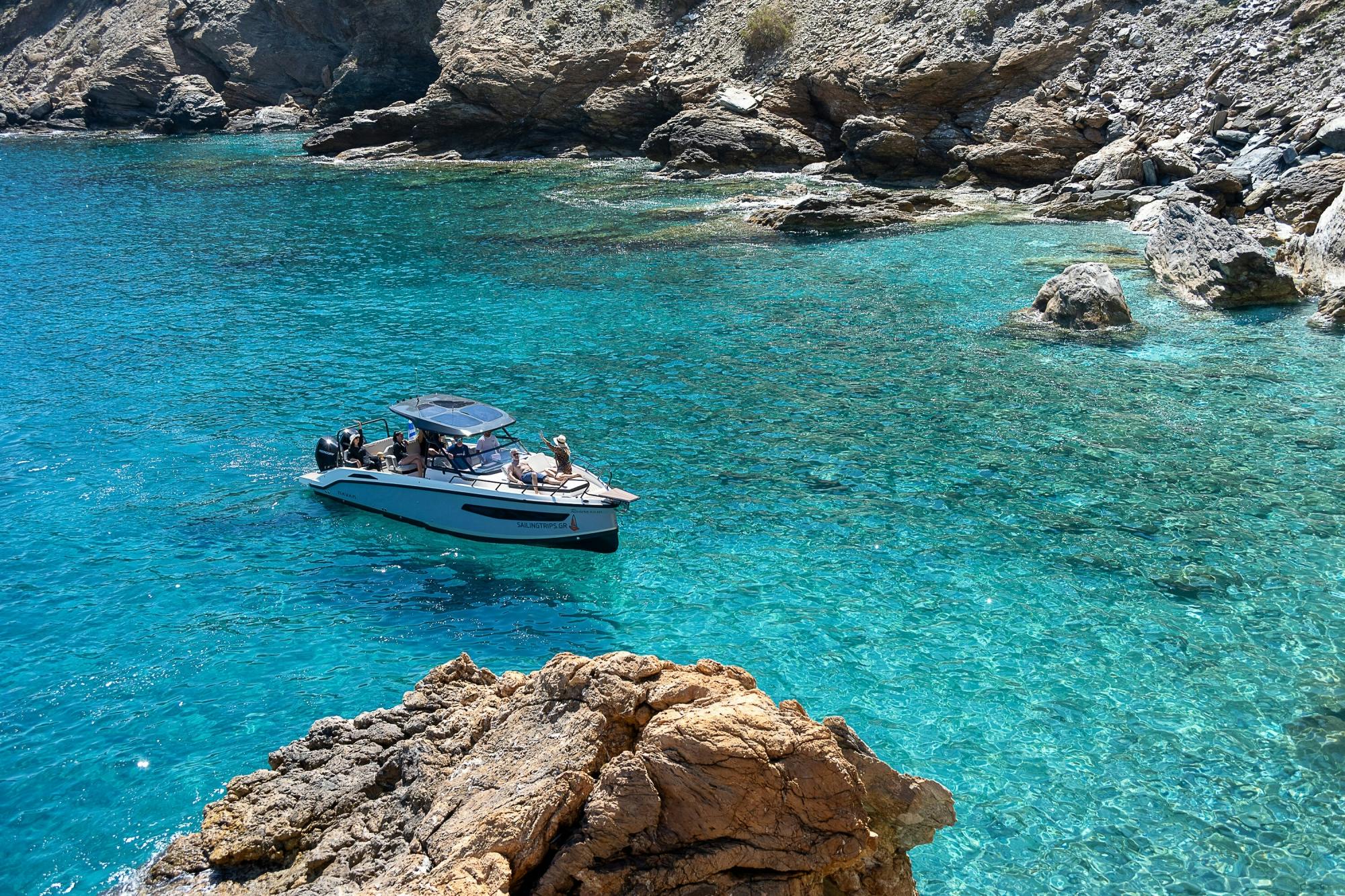 Hidden-caves motor yacht cruise in Crete