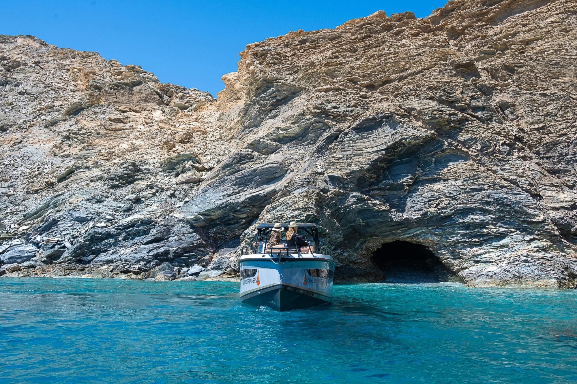 Hidden-caves motor yacht cruise in Crete