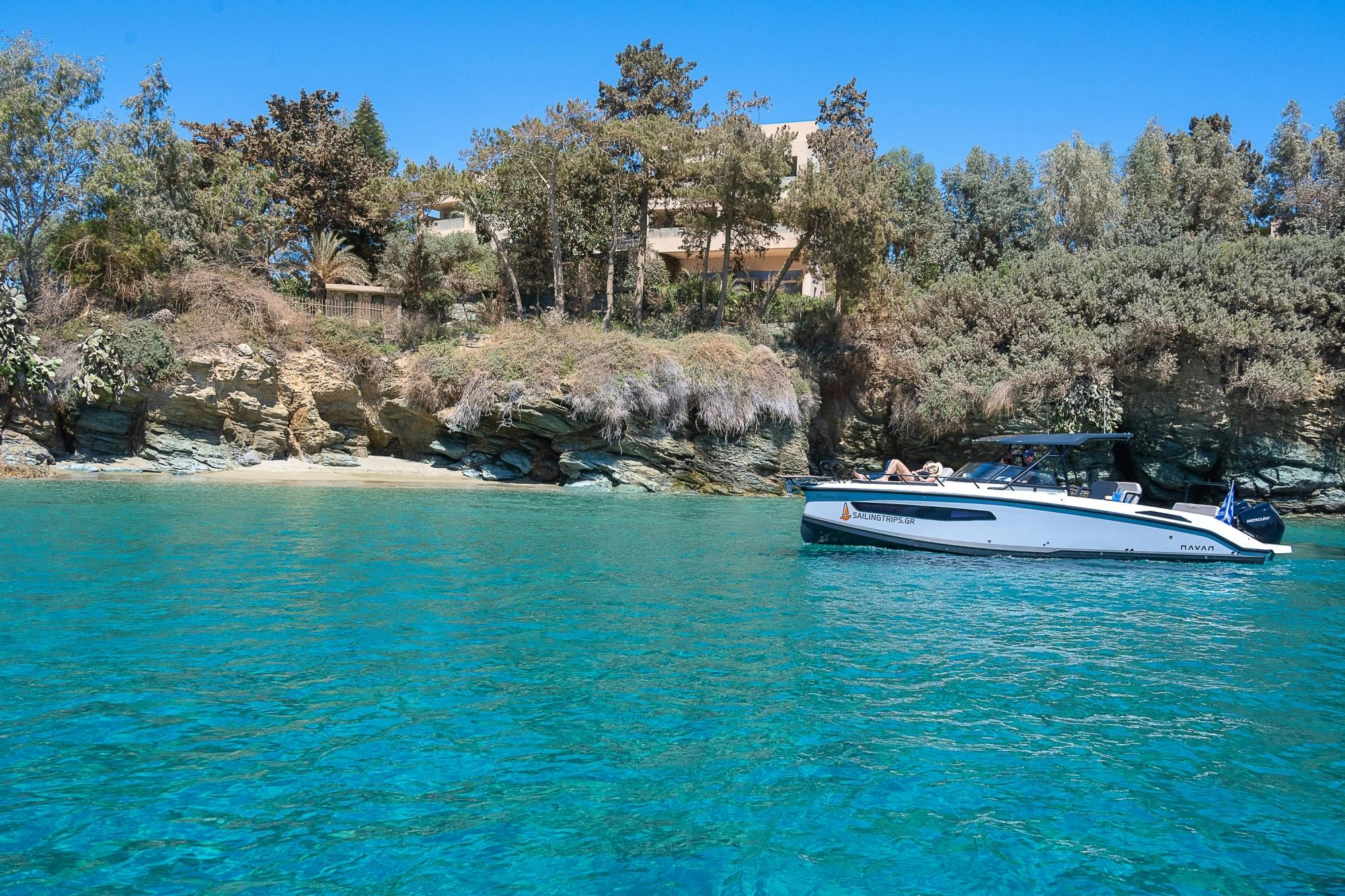 Hidden-caves motor yacht cruise in Crete