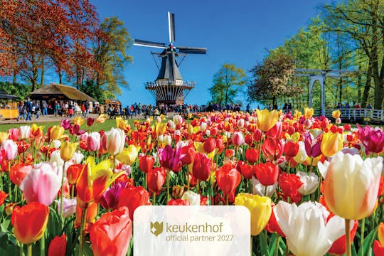 Transporte de ida e volta e entrada nos Jardins de Keukenhof