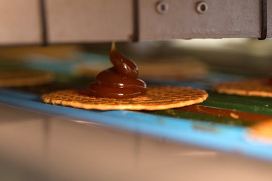 Kamphuisen syrup waffle factory entrance with waffle and drink tasting