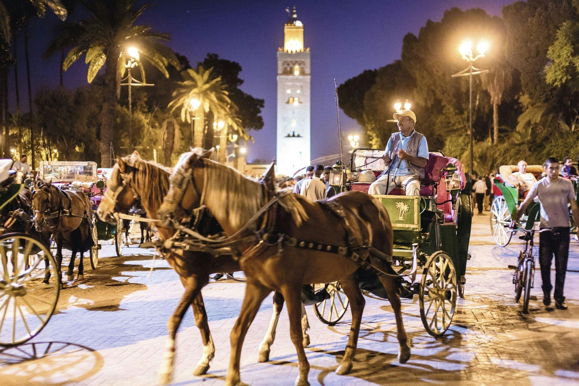 Visite privée nocturne de Marrakech en calèche