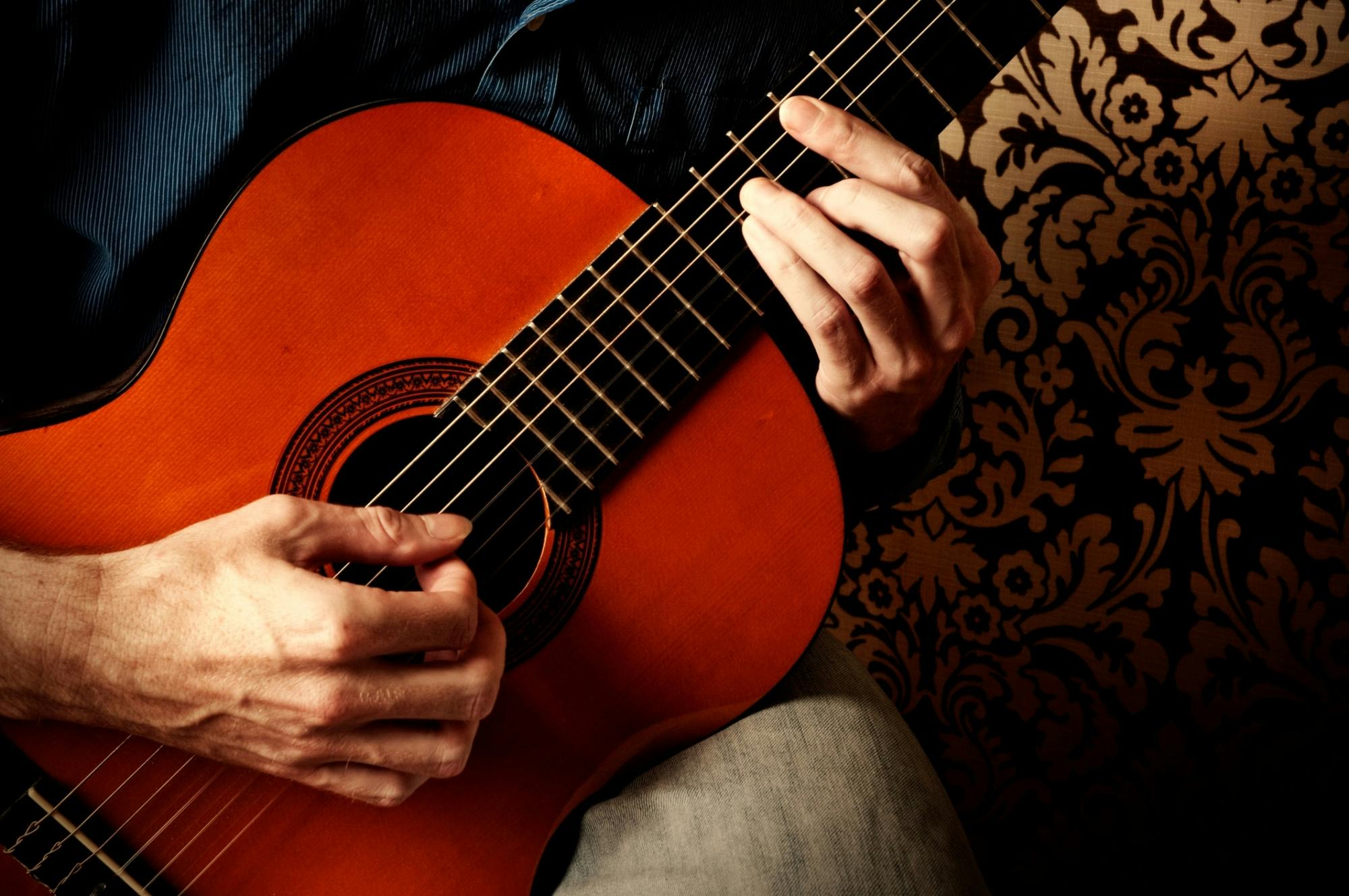 Winery morning in Andalusia with vines, wine and live guitar