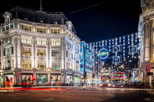 Passeio de autocarro descapotável pelas luzes de Natal de Londres e viagem de ida e volta pelo Tamisa