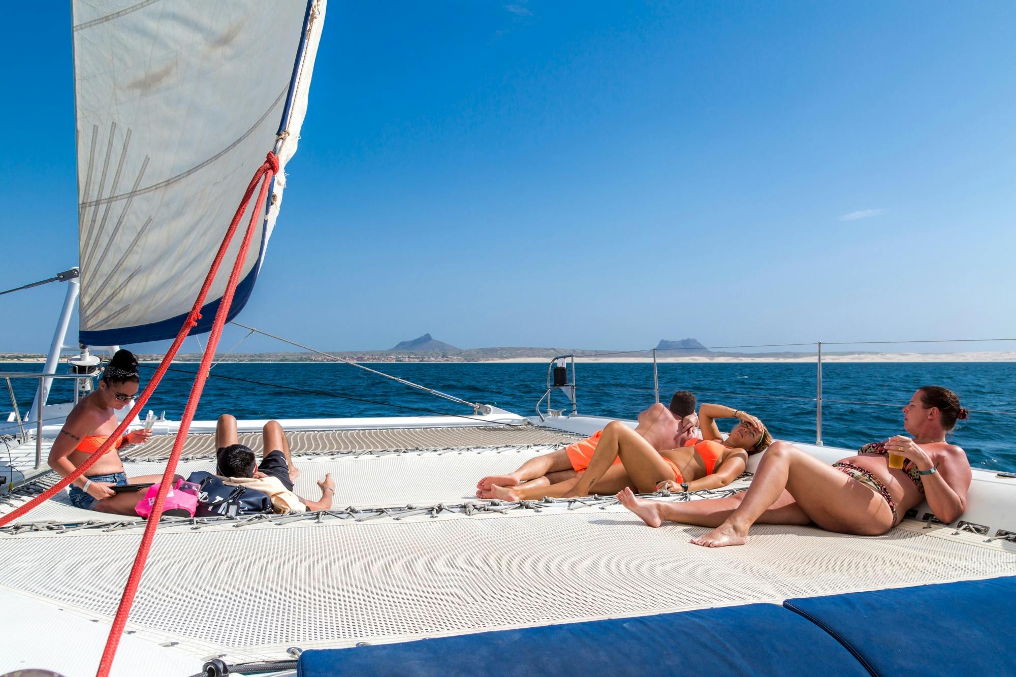 Corfu catamaran cruise with Greek lunch, drinks and optional transfers