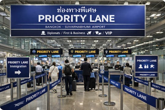 Bangkok airport priority lane with butler and optional buggy