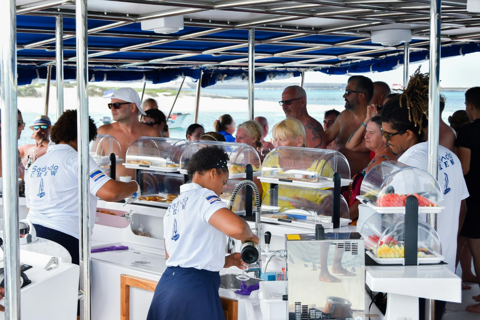 Sunset catamaran cruise with live music and open bar