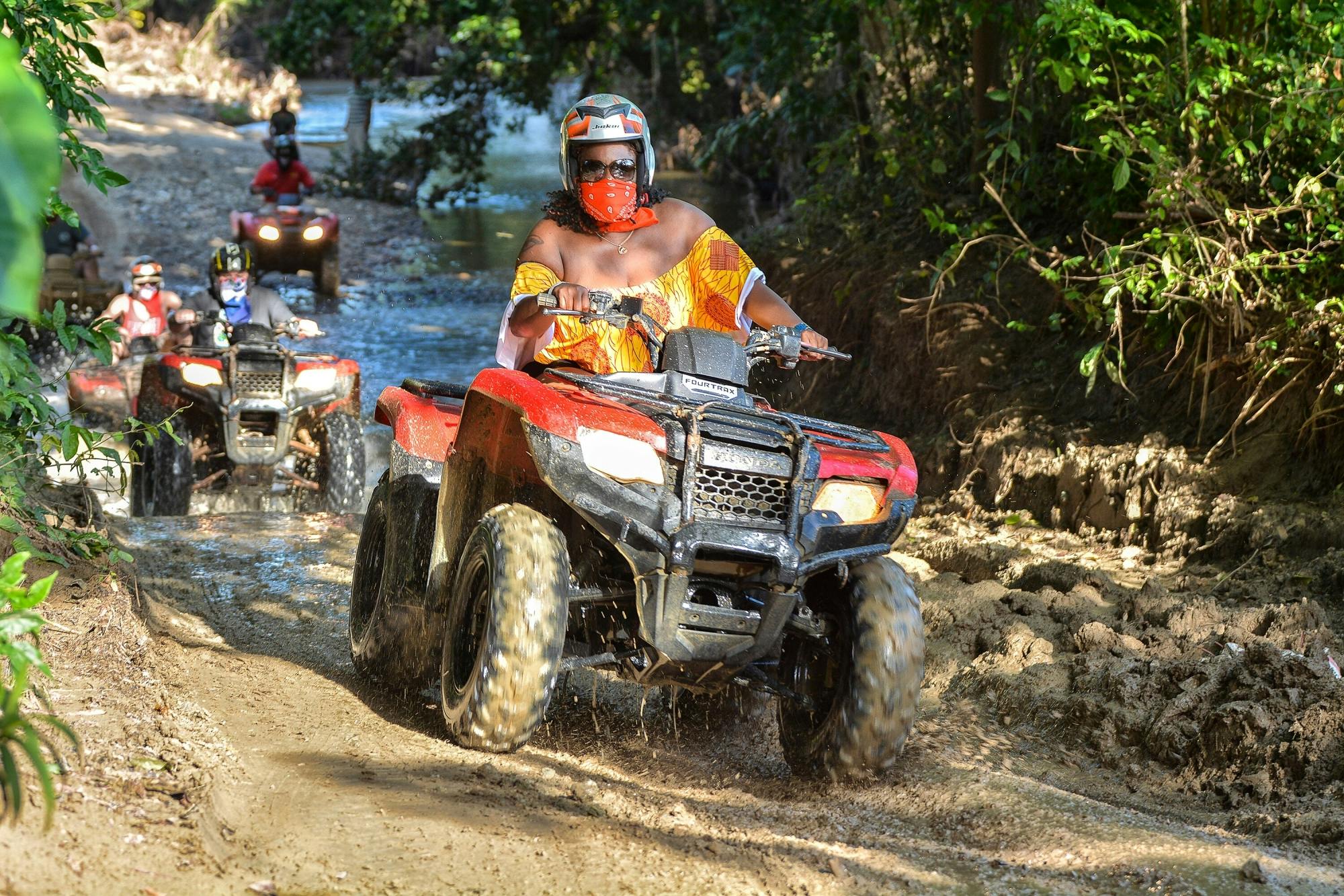 Damajagua Falls, ATV or buggy ride and ocean zipline with lunch
