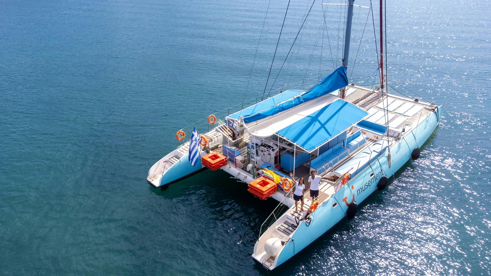 Adults-only Corfu sunset catamaran cruise with drinks, dinner and optional transfers