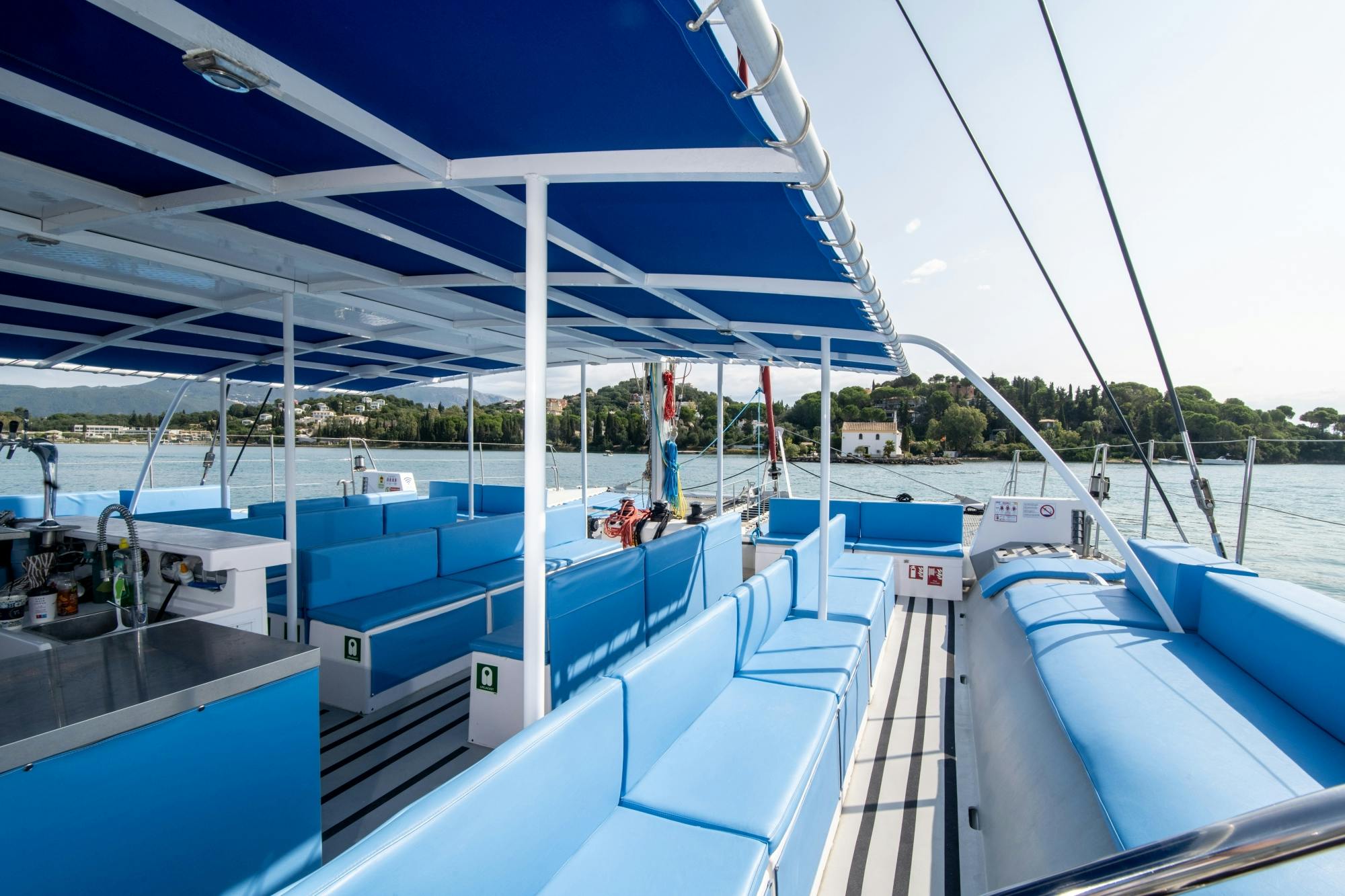 Corfu catamaran cruise with Greek lunch, drinks and optional transfers