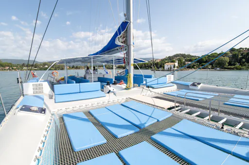 Corfu catamaran cruise with Greek lunch, drinks and optional transfers