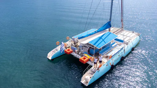 Corfu catamaran cruise with Greek lunch, drinks and optional transfers