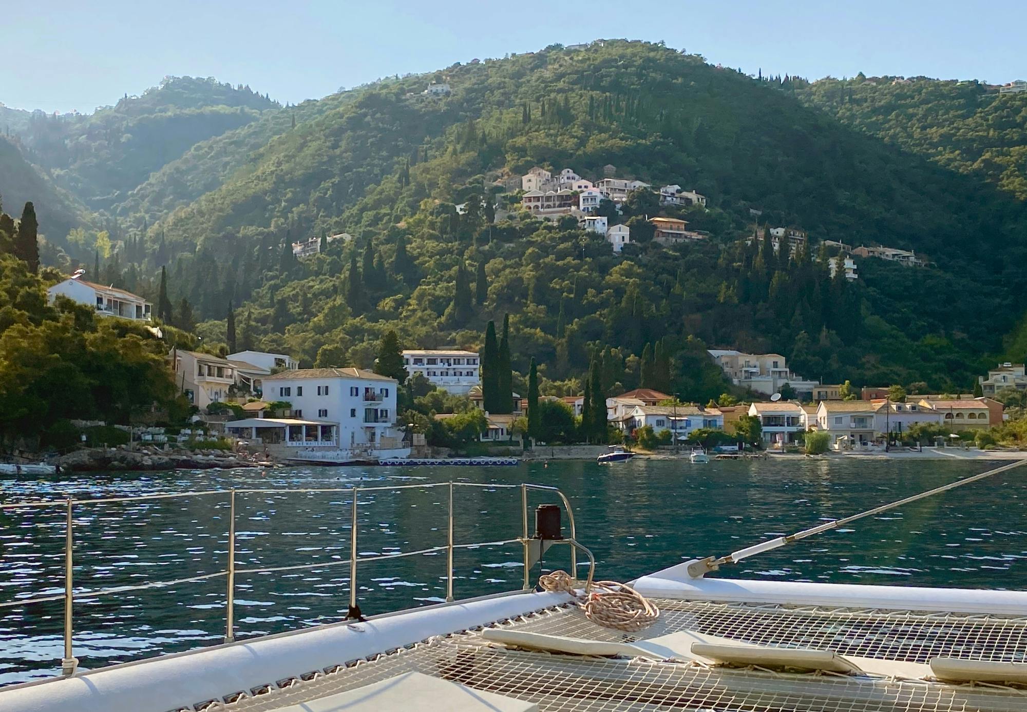 Corfu catamaran cruise with Greek lunch, drinks and optional transfers
