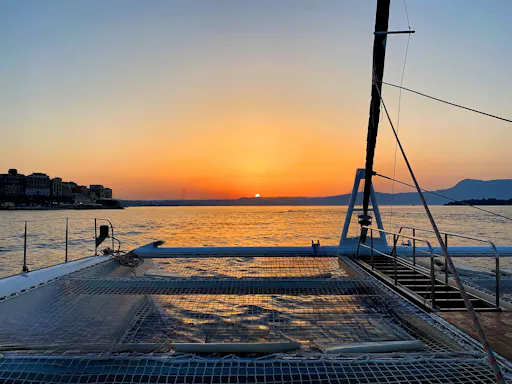 Adults-only Corfu sunset catamaran cruise with drinks, dinner and optional transfers