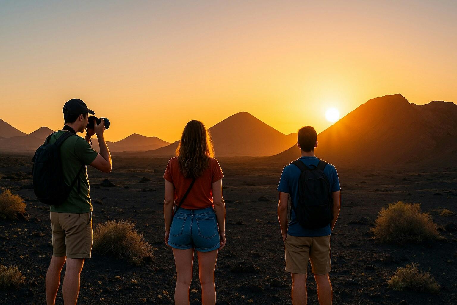 Solar eclipse at sunset in Lanzarote
