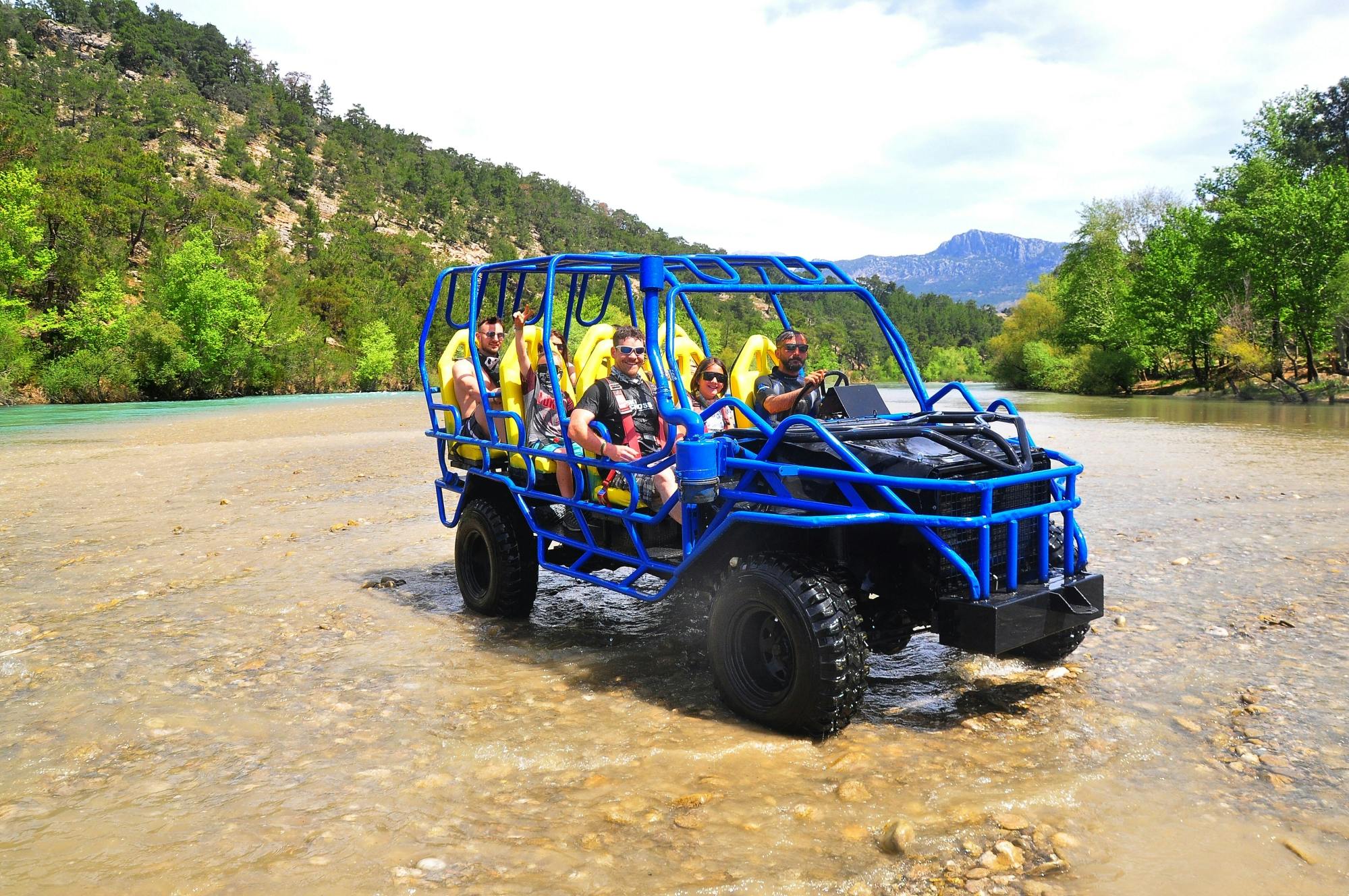 Monster buggy and truck, jet boat and zip-line tour with boat cruise and lunch