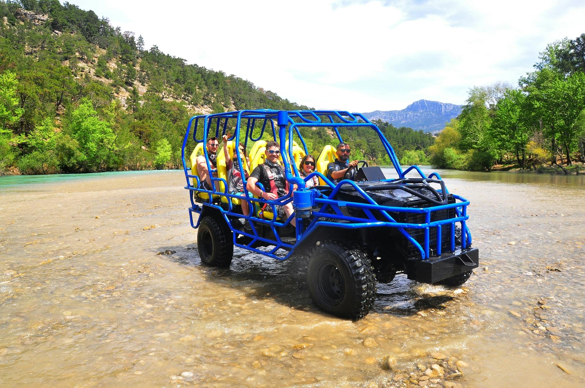 Monster buggy and truck, jet boat and zip-line tour with boat cruise and lunch