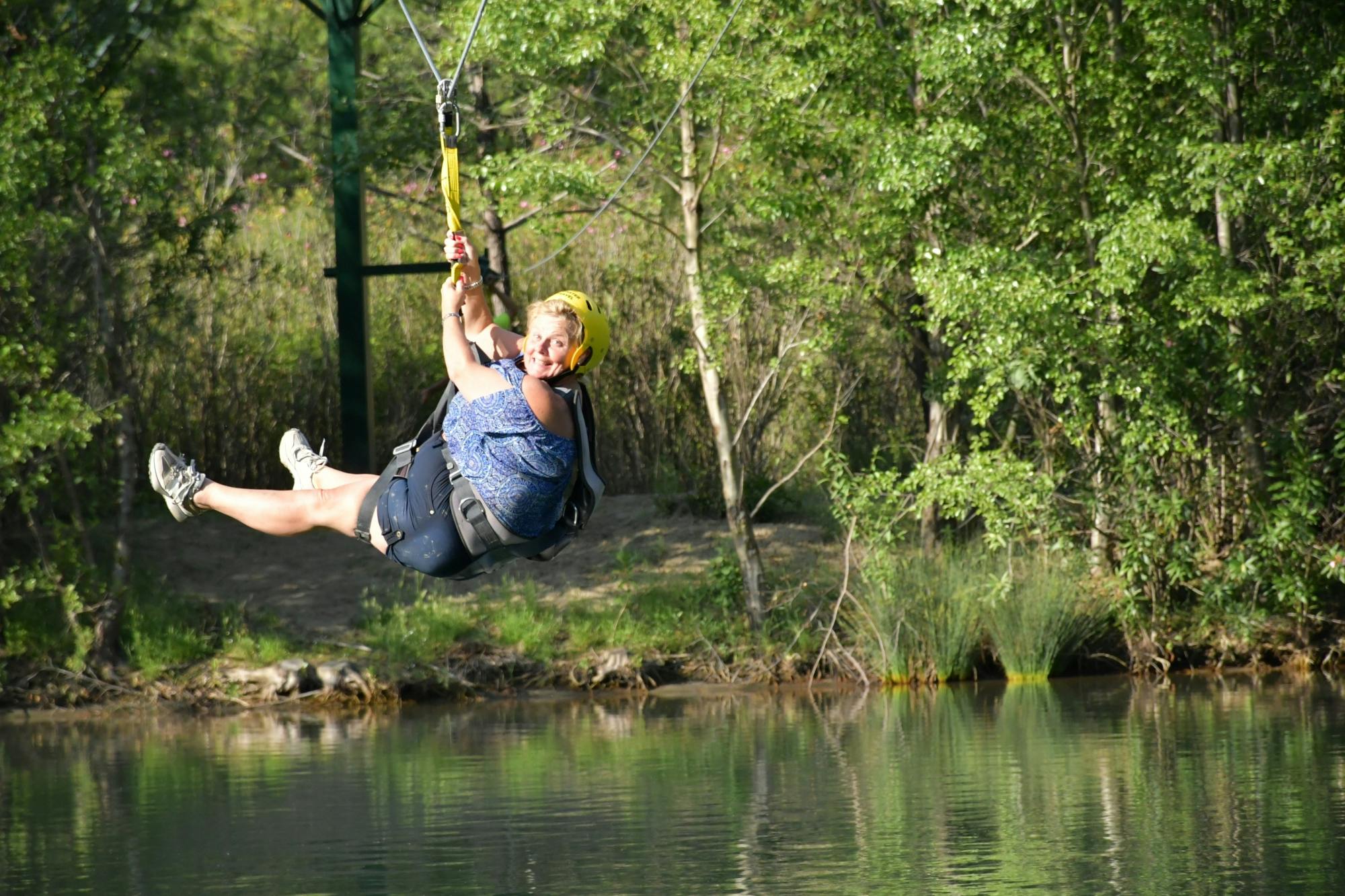 Monster buggy and truck, jet boat and zip-line tour with boat cruise and lunch