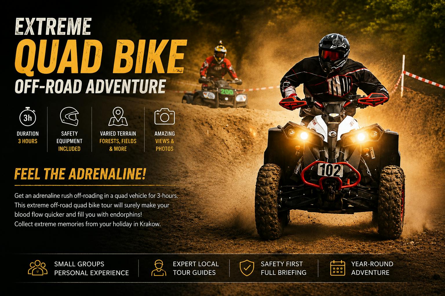 Krakow extreme off-road quad bike tour