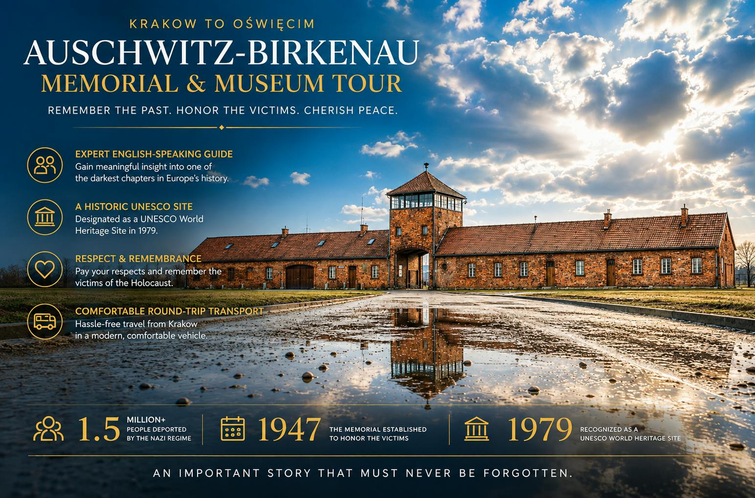 Auschwitz-Birkenau guided tour with pick-up from Krakow