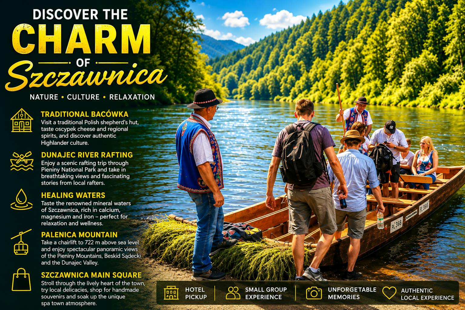 Traditional Dunajec River Rafting with Palenica Chairlift from Krakow