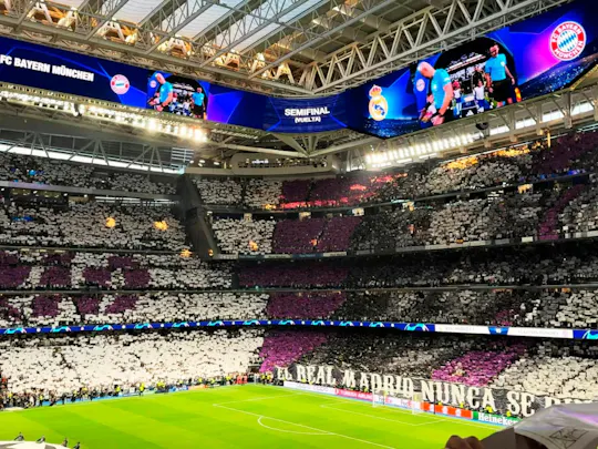 Bilhete para o jogo de futebol do Real Madrid no Estádio Santiago Bernabéu
