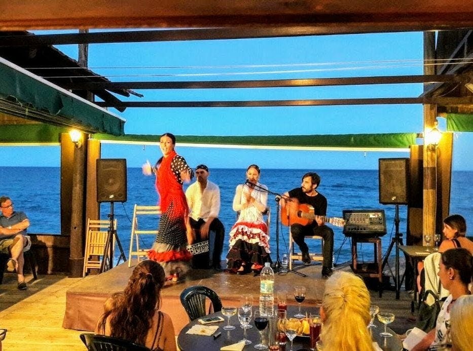 Spectacle flamenco au coucher du soleil et barbecue à Marbella