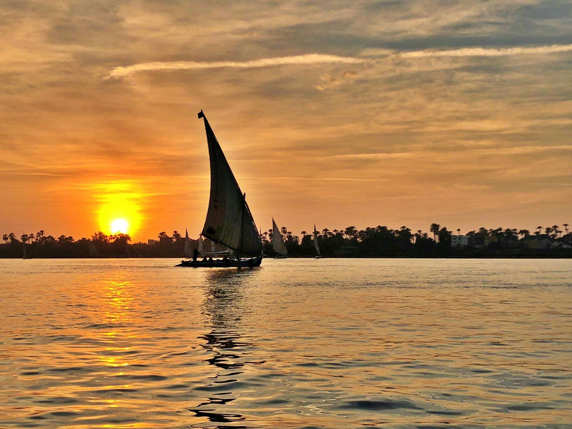 Sunset Cruise by Traditional Felucca with Luxor Temple by Night