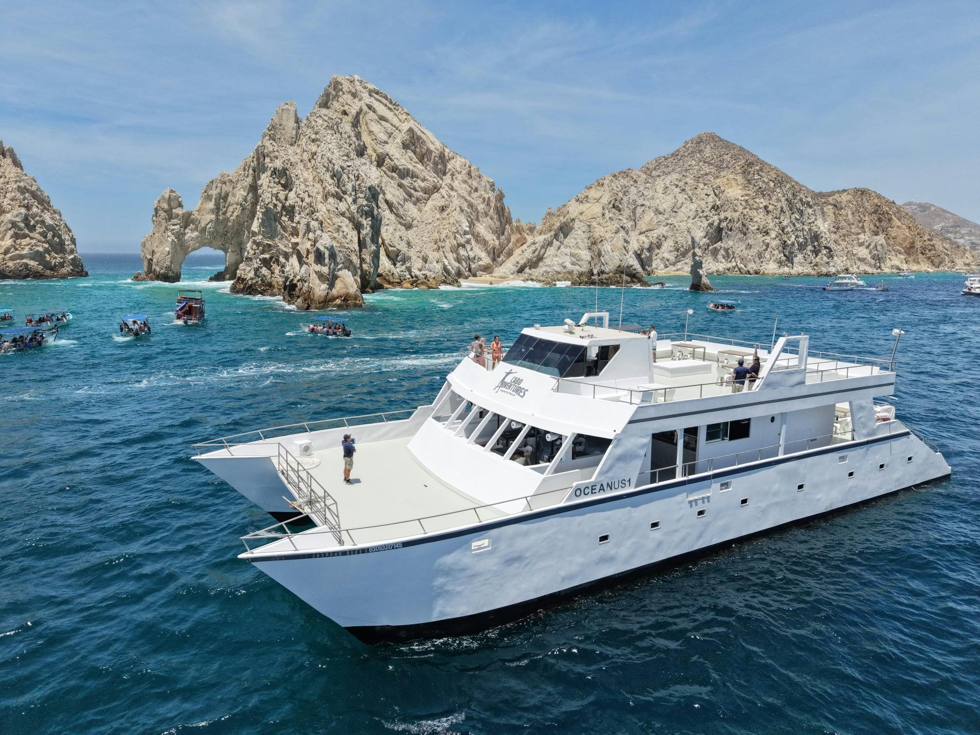 Cabo Oceanus Catamaran snorkel or sunset party cruise
