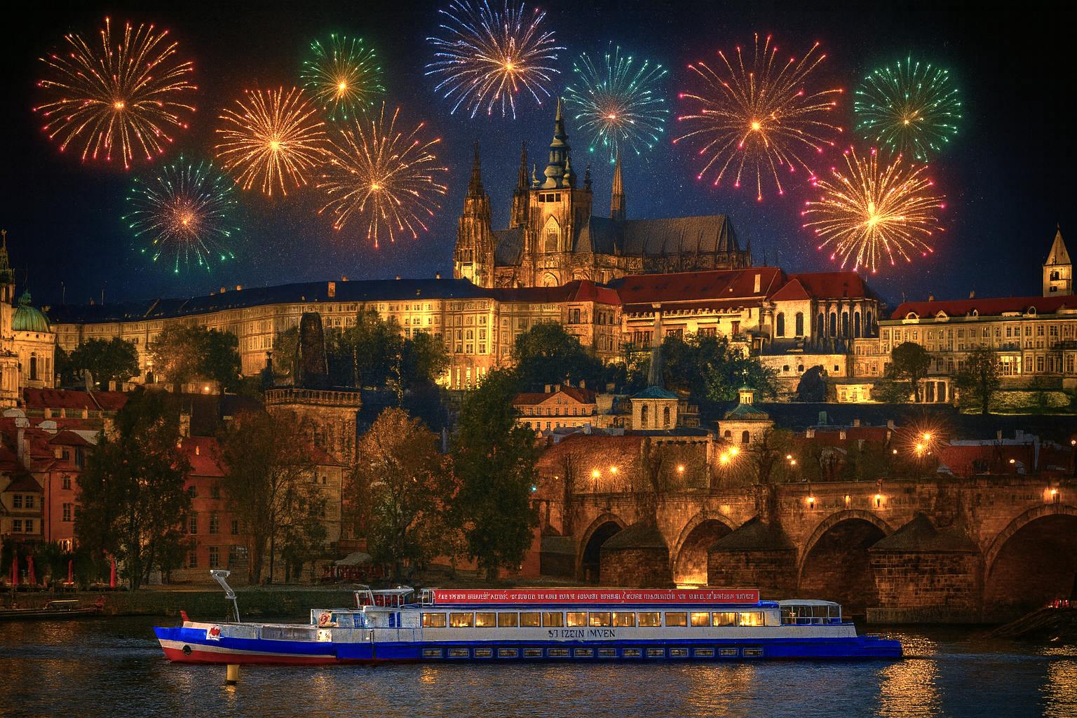 New Year's Eve Prague cruise with traditional Czech buffet