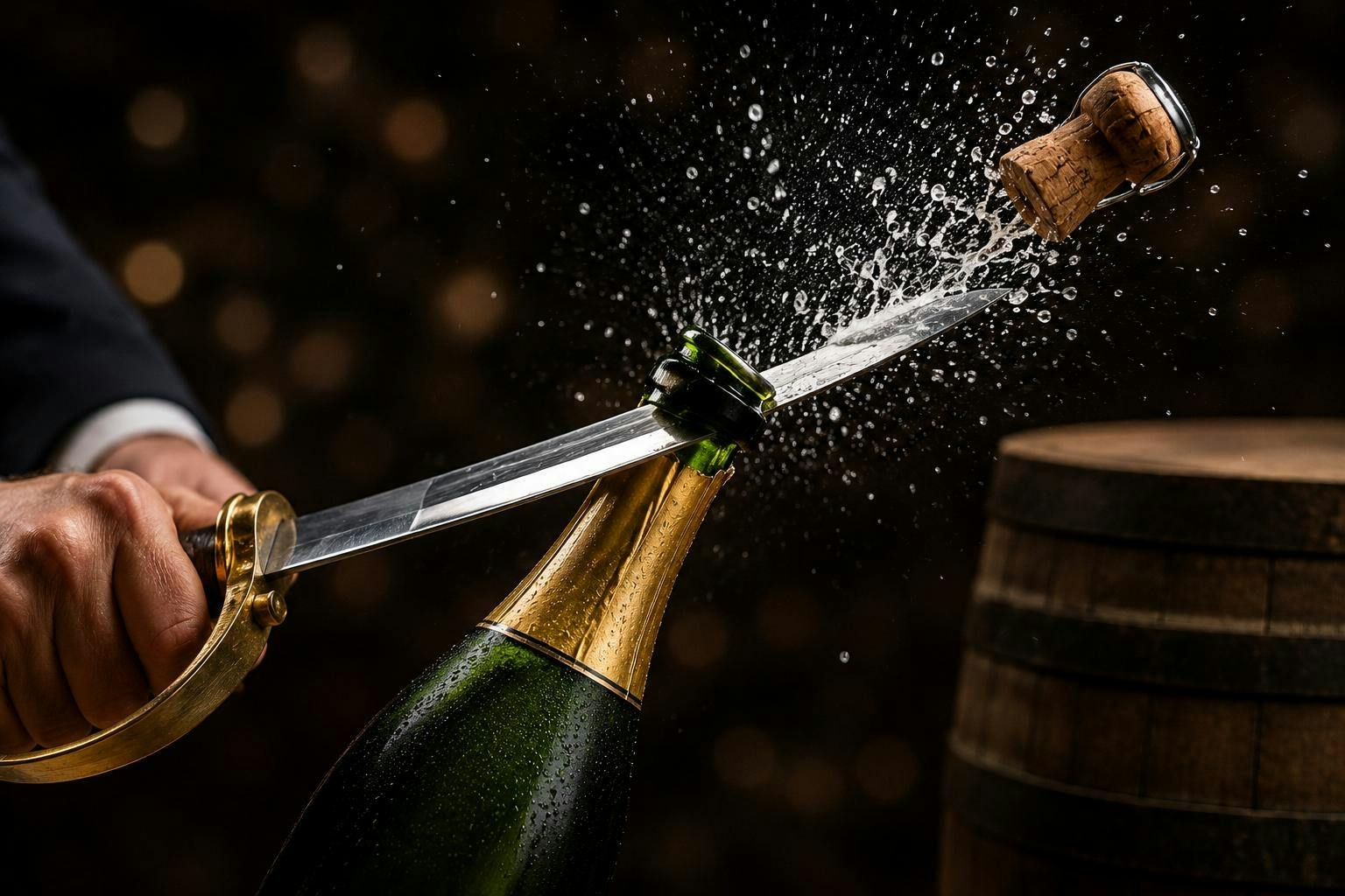 Champagne sabrage workshop with sabering diploma in Paris
