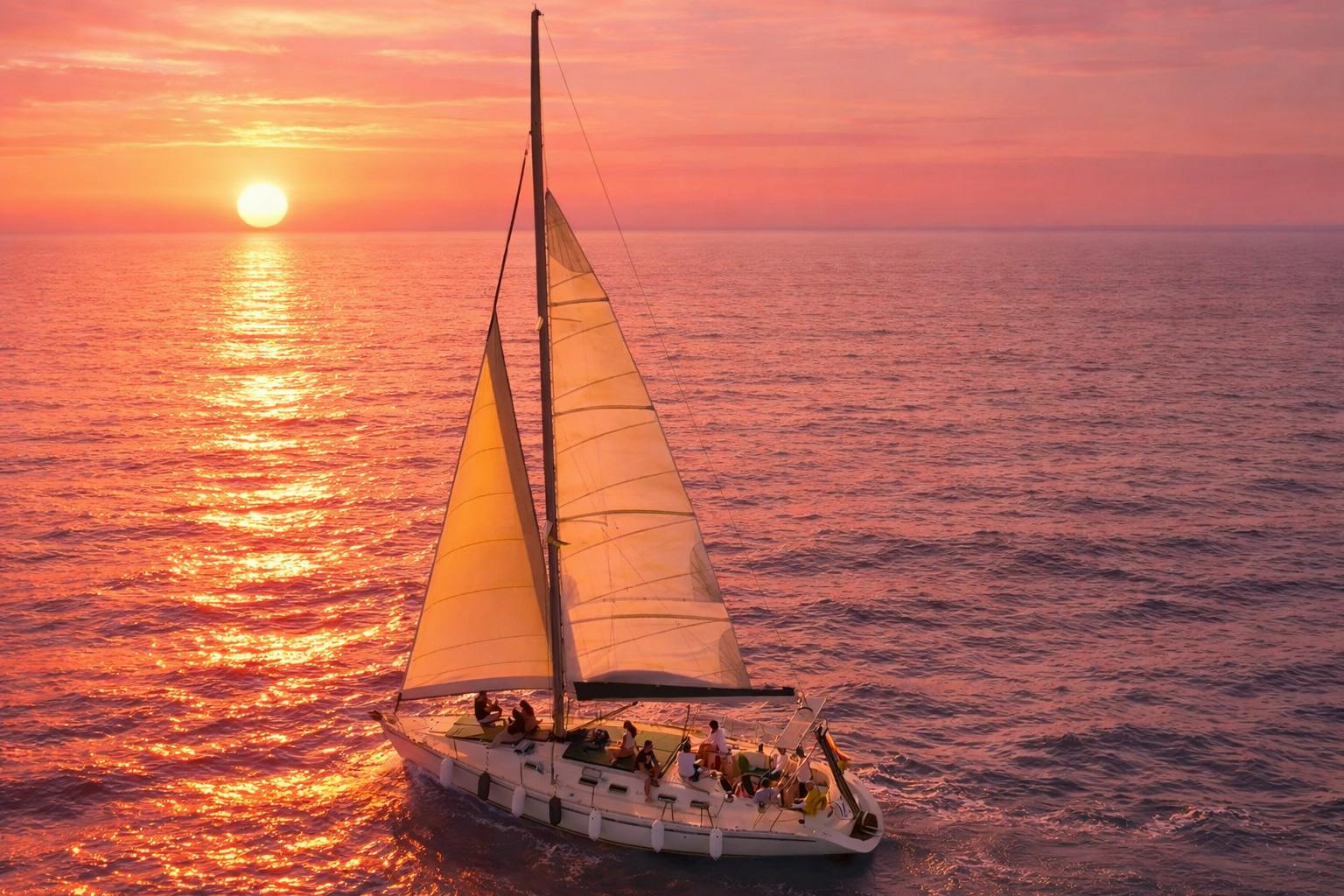 Rhodes deluxe sunset dinner with private luxury sailing cruise