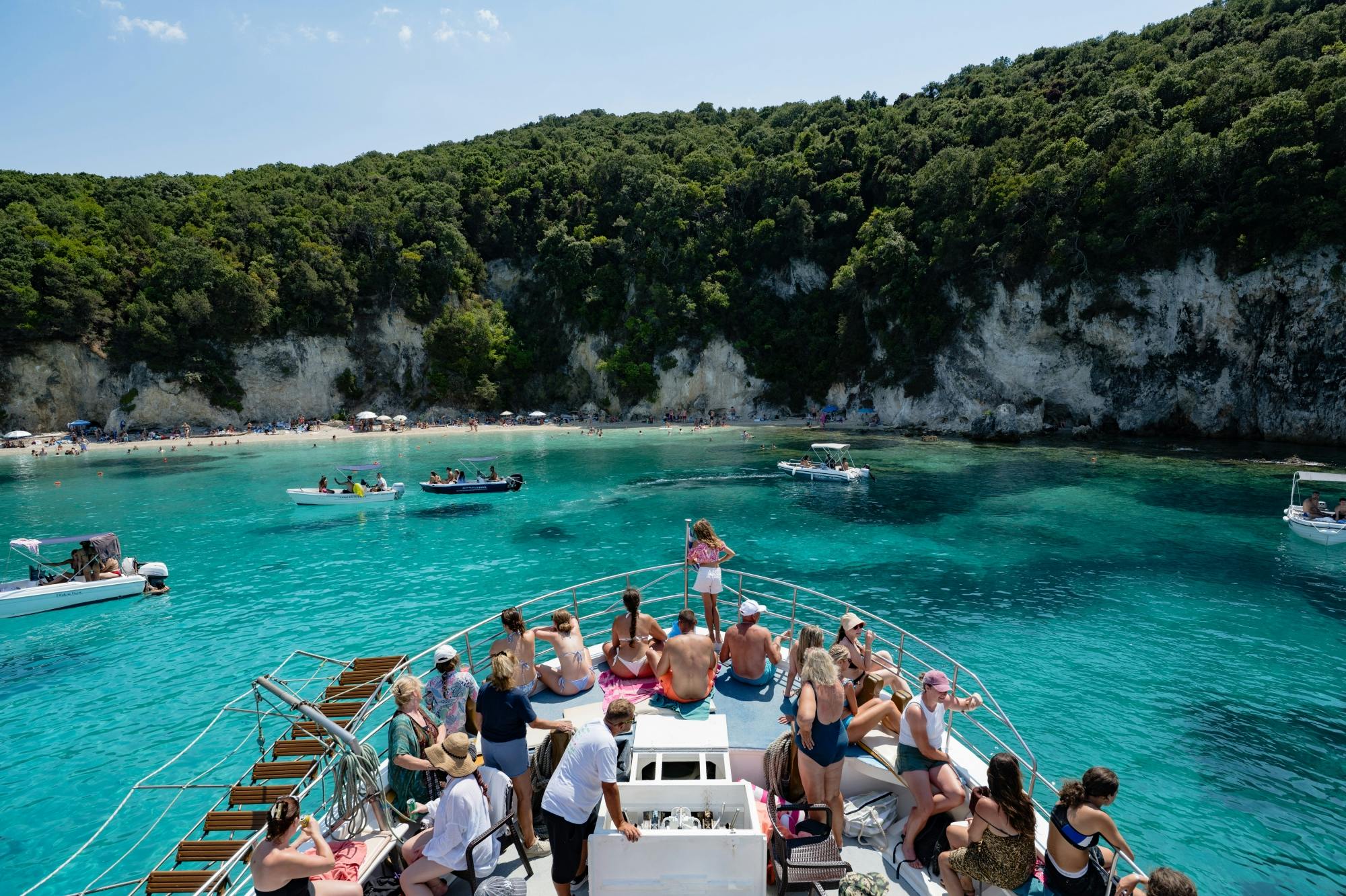 Boat trip from Corfu to Sivota with local lunch, Blue Lagoon and optional transfers